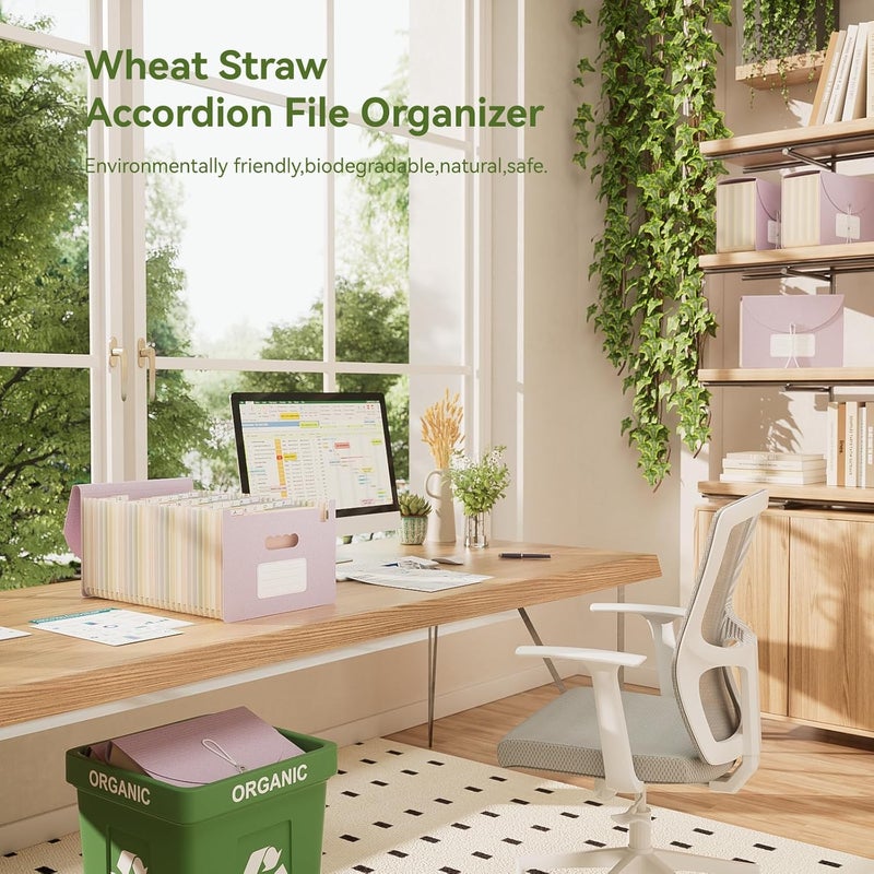 EcoStash Accordion File Organizer, 26 Pockets Wheat Straw Expanding File Folder, Monthly Bill Receipt Organizer, A-Z Tabs, 100% BPA Free, Return to Nature, Healthy Living-Lavender Purple - Image 2